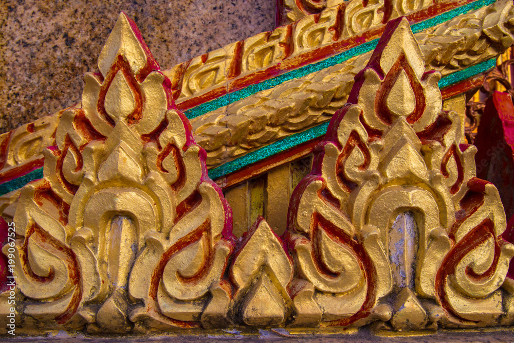 Fragment of decoration of Buddhist temples. Decoration of temples in Thailand. Architecture of Thailand. the island of Phuket.