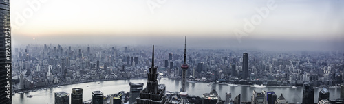 Photography shanghai skyline with reflection,China