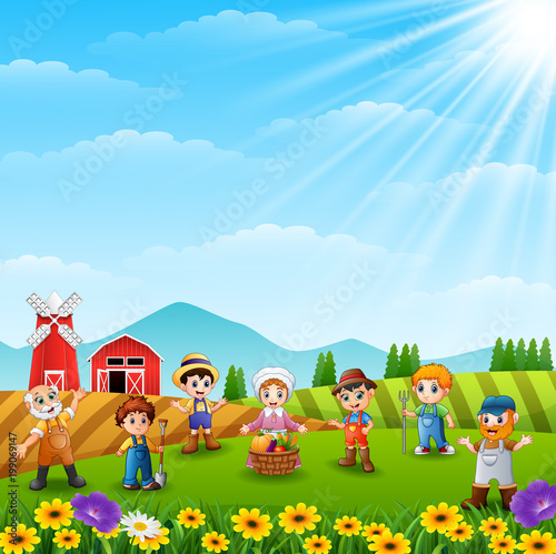 The farmers was gathered on the farm