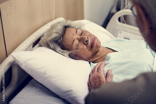 An elderly patient at the hospital photo