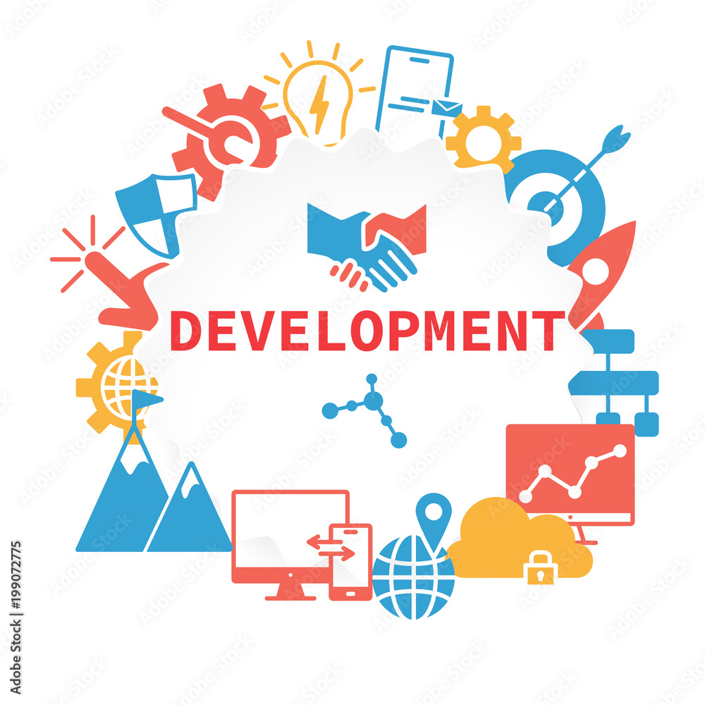 Development poster with icons set Development poster with icons set