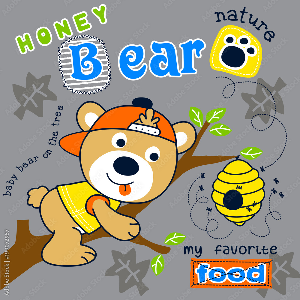 Cute honey bear animal cartoon Stock Vector | Adobe Stock