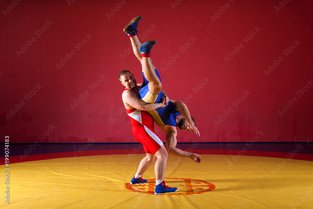 Two young man  wrestlers