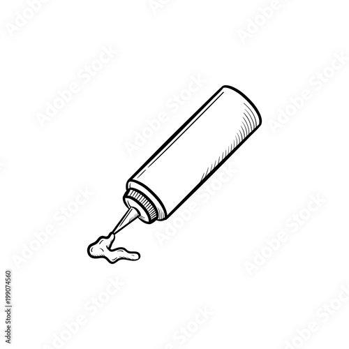 BBq tomato sauces hand drawn outline doodle icon. Bottle squeezing bbq tomato sauce vector sketch illustration for print, web, mobile and infographics isolated on white background.