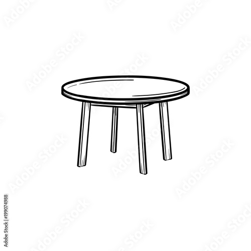 Round table hand drawn outline doodle icon. Coffee table vector sketch illustration for print, web, mobile and infographics isolated on white background.
