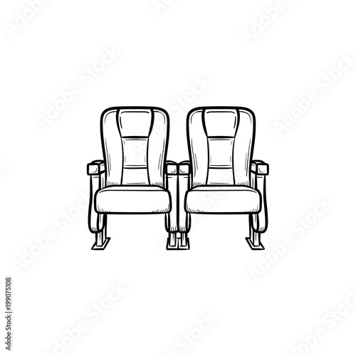 Cinema seat hand drawn outline doodle icon. Row of cinema chair vector sketch illustration for print, web, mobile and infographics isolated on white background.