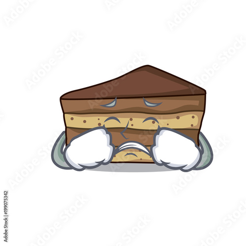 crying tiramisu mascot cartoon style