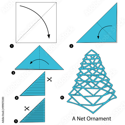 step by step instructions how to make origami A Net Ornament