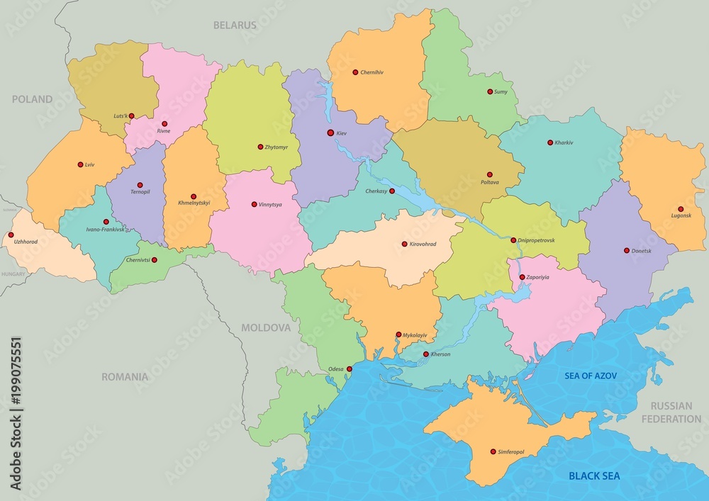Fototapeta Mapa Ukrainy