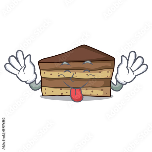 Tongue out tiramisu mascot cartoon style