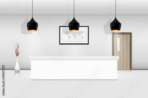 Reception counter and interior decorative., Vector, Illustration