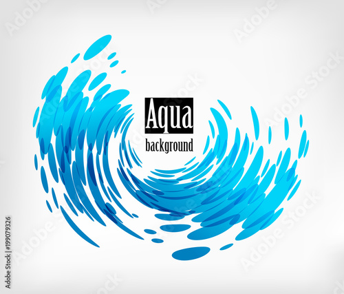 Aqua rounded background, splash water on white