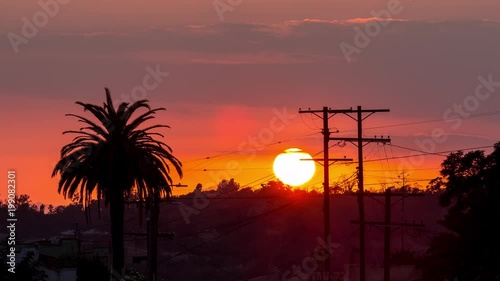 Los Angeles Sunset With Palm Tree and Pole Timelapse