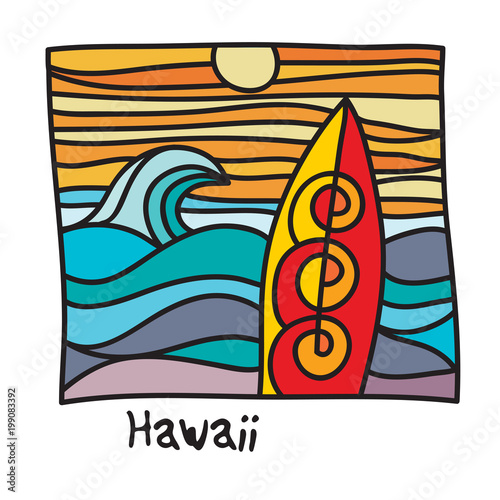 Hawaii beach, surfer poster
