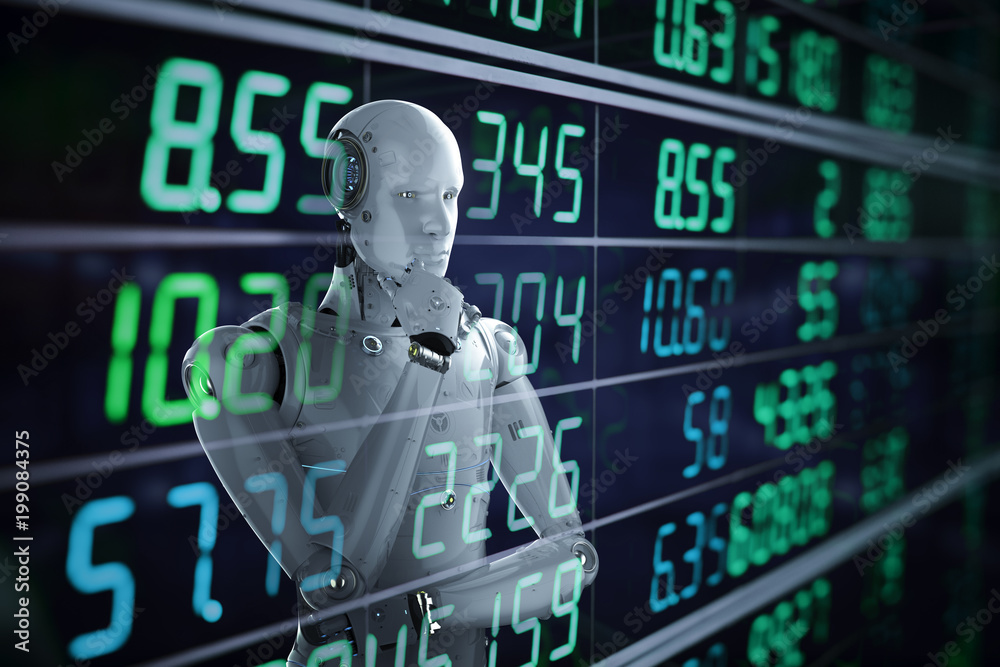 Obraz premium robot analyze stock