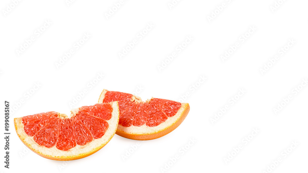 delicious and juicy grapefruit, full of vitamins and antioxidants, isolated on white background. copy space, template.
