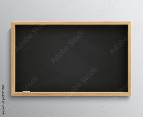 Blank retro class blackboard with chalk pieces. Empty black chalkboard vector illustration for education concept
