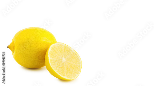 Yellow medical lemon isolated on a white background, health food. copy space, template.