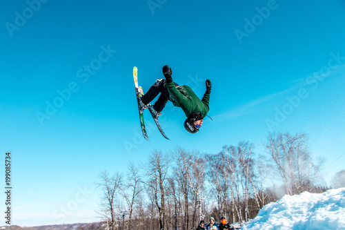 doing a back flip on skis 