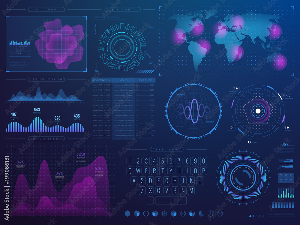 Futuristic hud interface. Science future tech vector ui with ...