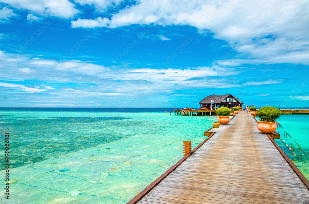 Beautiful tropical Maldives resort hotel