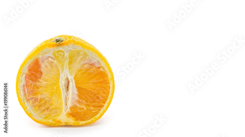 Tangerine slice isolated on the white background. copy space, template.