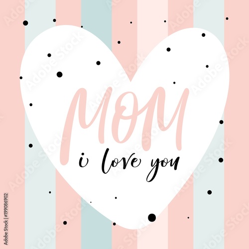 Billede på lærred Mother's Day greeting card with modern brush calligraphy