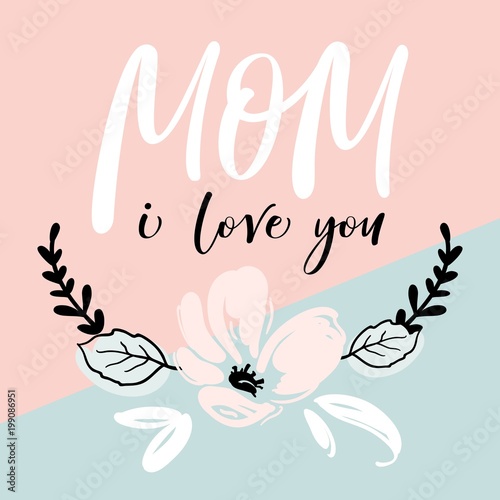 Fotografiet Mother's Day greeting card with modern brush calligraphy