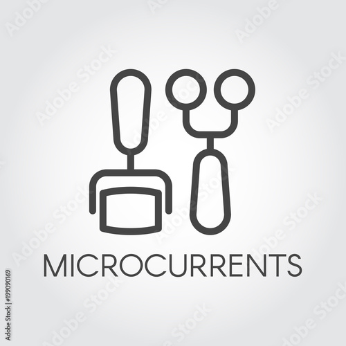Microcurrent concept line icon. Beauty and cosmetology treatment. Correction, rejuvenation, anti-aging procedure. Bodycare prophylactic theme. Skincare therapy label. Vector of cosmetic series