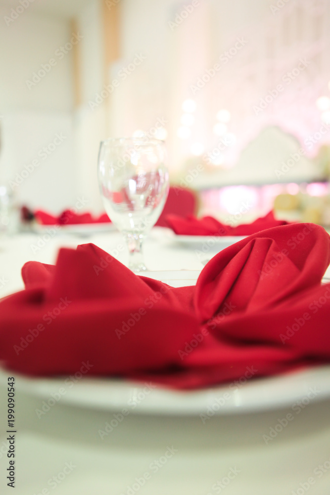 Table set for an event party or wedding reception. Wedding Decorations. Selective focus. Table set for an event party or wedding reception. Wedding Decorations. Selective focus.
