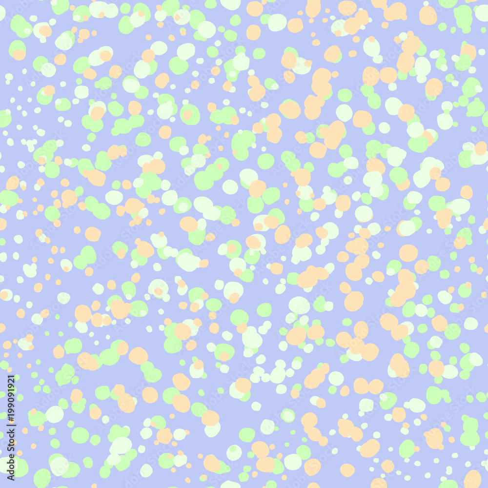 Spring Tender Colorful Seamless Pattern. Circles, Spots and Dots Endless Textures. Perfect for Pastel Background and Surface Design.