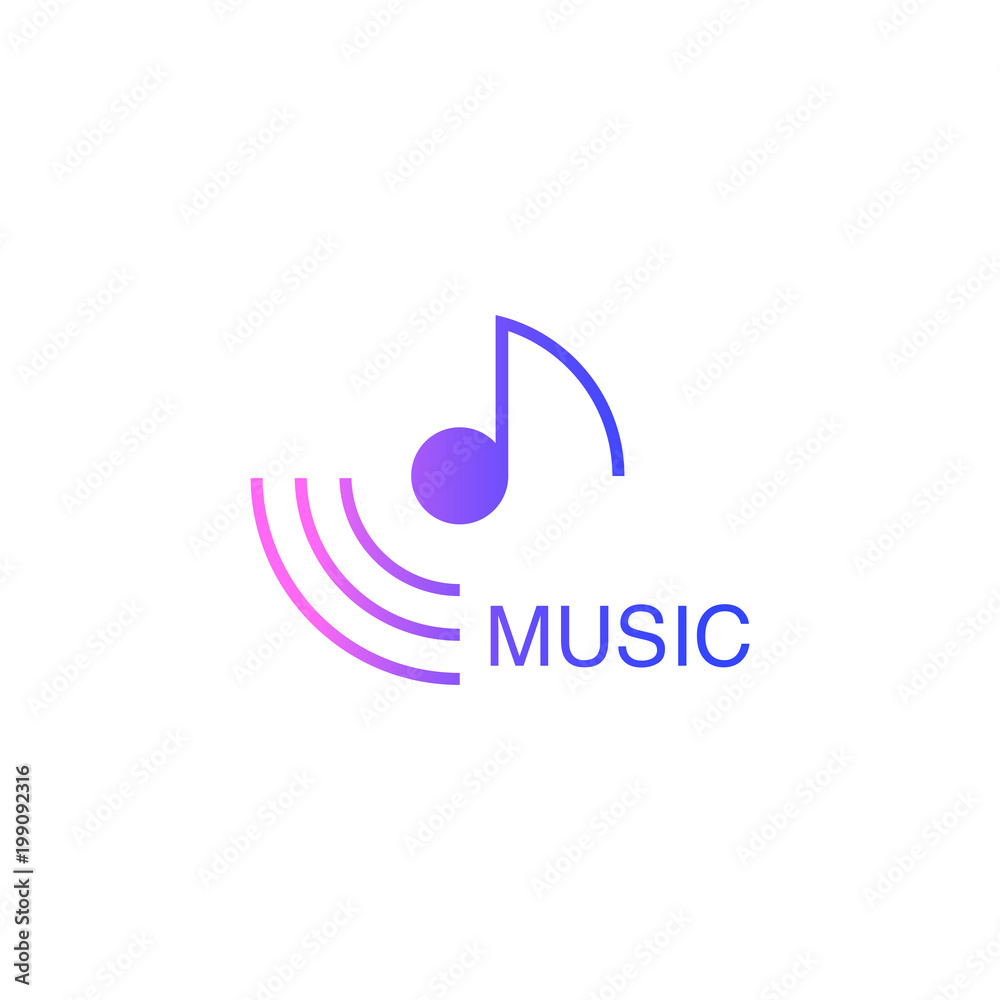 Music logo vector design element with musical note