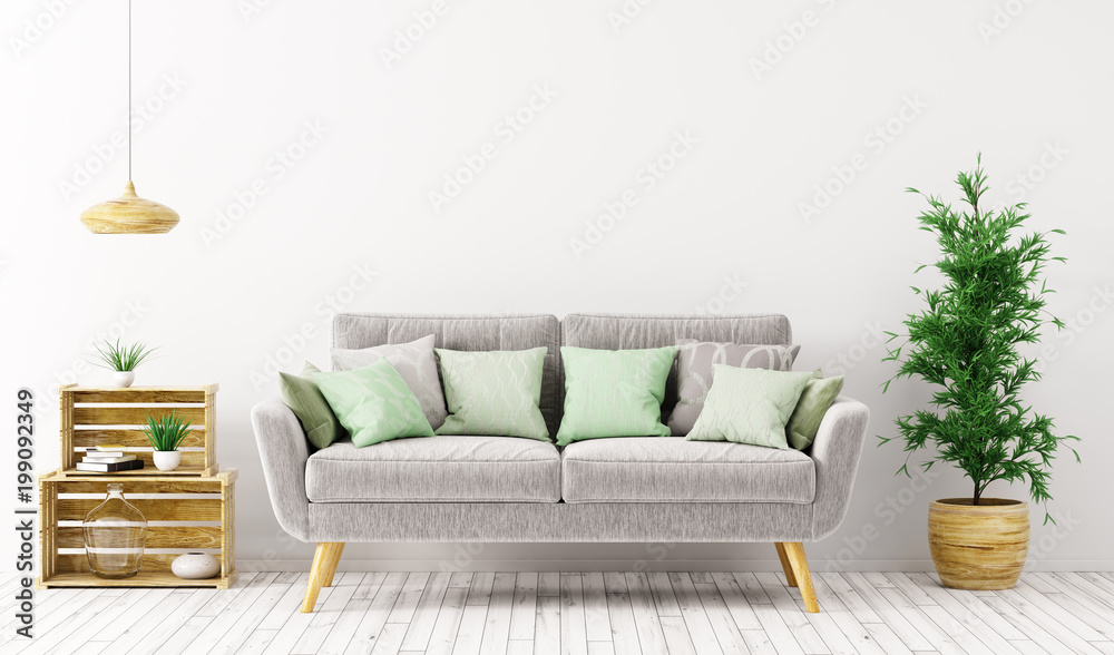 Fototapeta premium Interior of living room with sofa 3d rendering