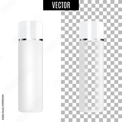 3d white realistic cosmetic package icon empty tubes on transparent background vector illustration. Realistic white plastic bottle for cream liquid soap with a pump.