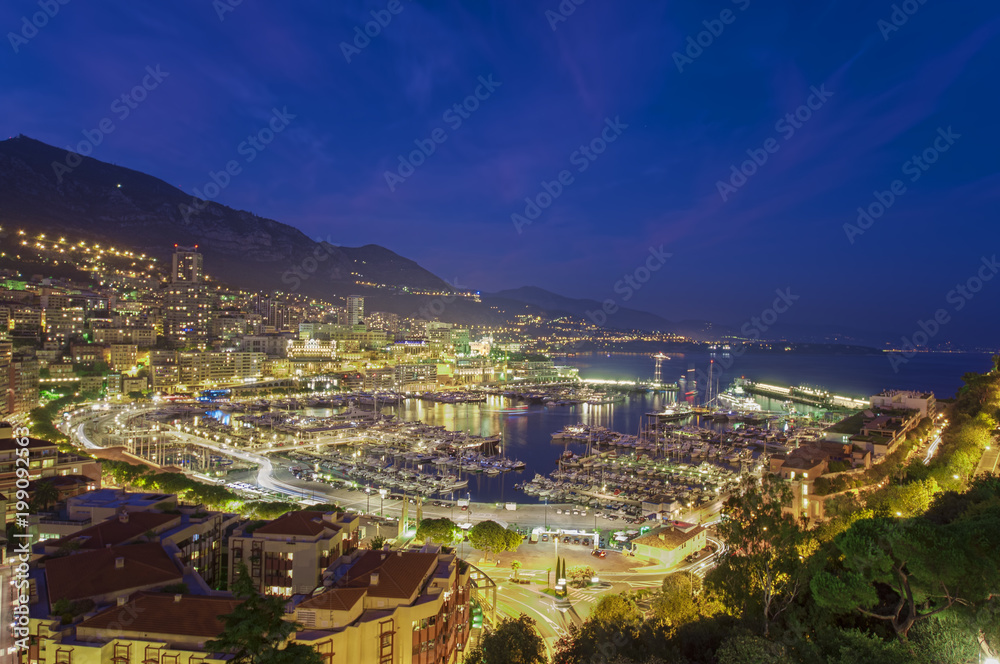 port of Monte Carlo, Monaco. night scene
