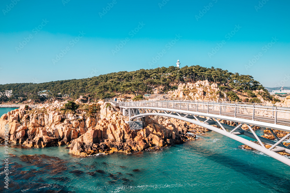 Sea and bridge at Daewangam park in Ulsan, Korea