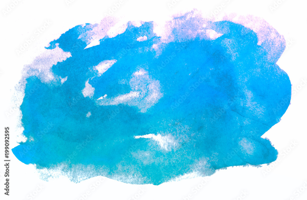 flowing colors, watercolor in blue band band for design. hand drawn on a white background isolated.
