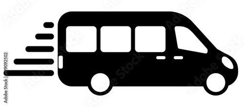 airport shuttle minivan, shuttle bus. flat design