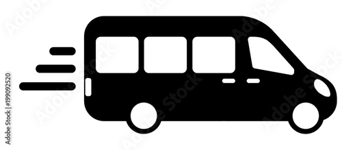 airport shuttle minivan, shuttle bus. flat design