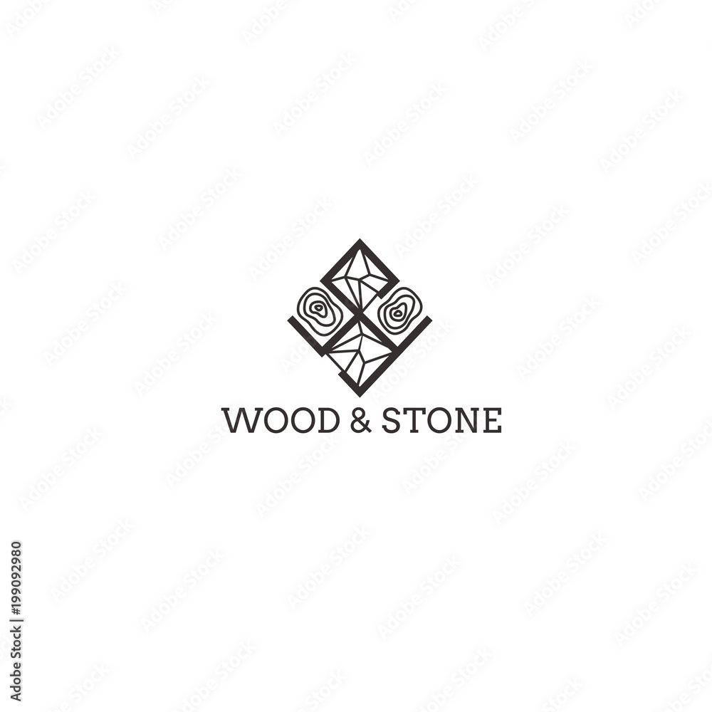 WOOD and STONE monocrome logo