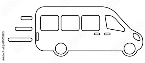 airport shuttle minivan, shuttle bus. flat design