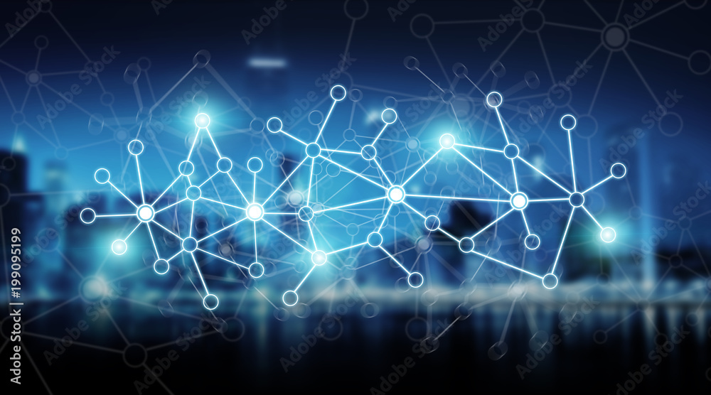 Connections system and datas exchanges 3D rendering