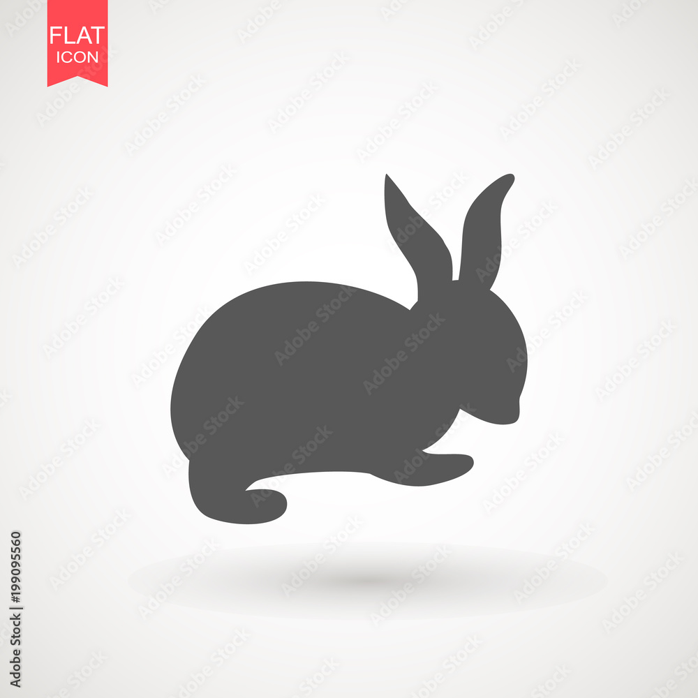 Fototapeta premium Easter rabbits silhouette isolated on a white background. Cartoon vector element . Animal