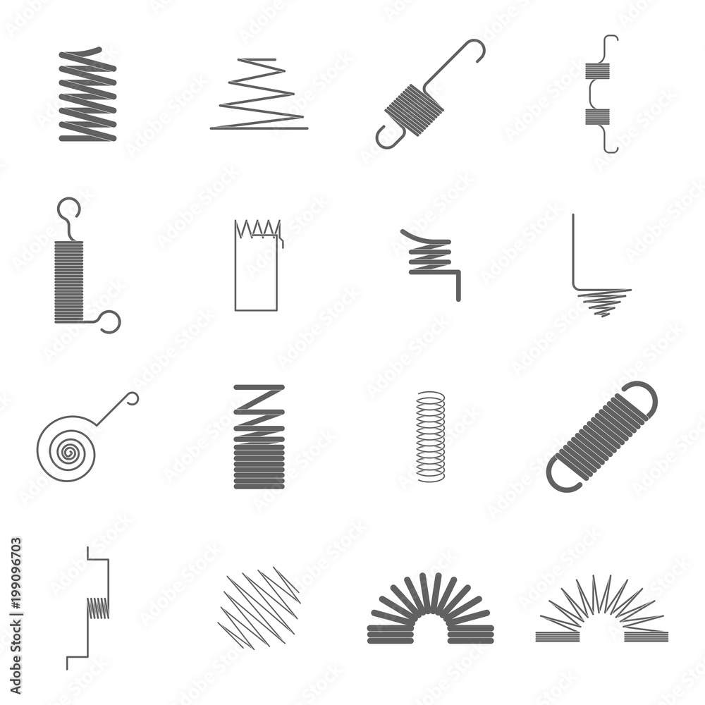 Silhouette Black Springs Icon Set. Vector Silhouette Black Springs Icon Set. Vector