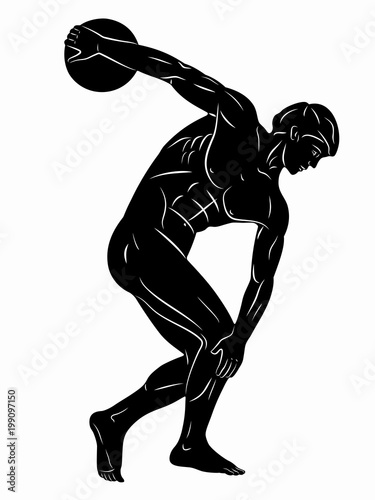 illustration of discus thrower, vector draw