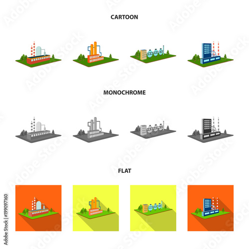 Processing factory,metallurgical plant. Factory and industry set collection icons in cartoon,flat,monochrome style isometric vector symbol stock illustration web.