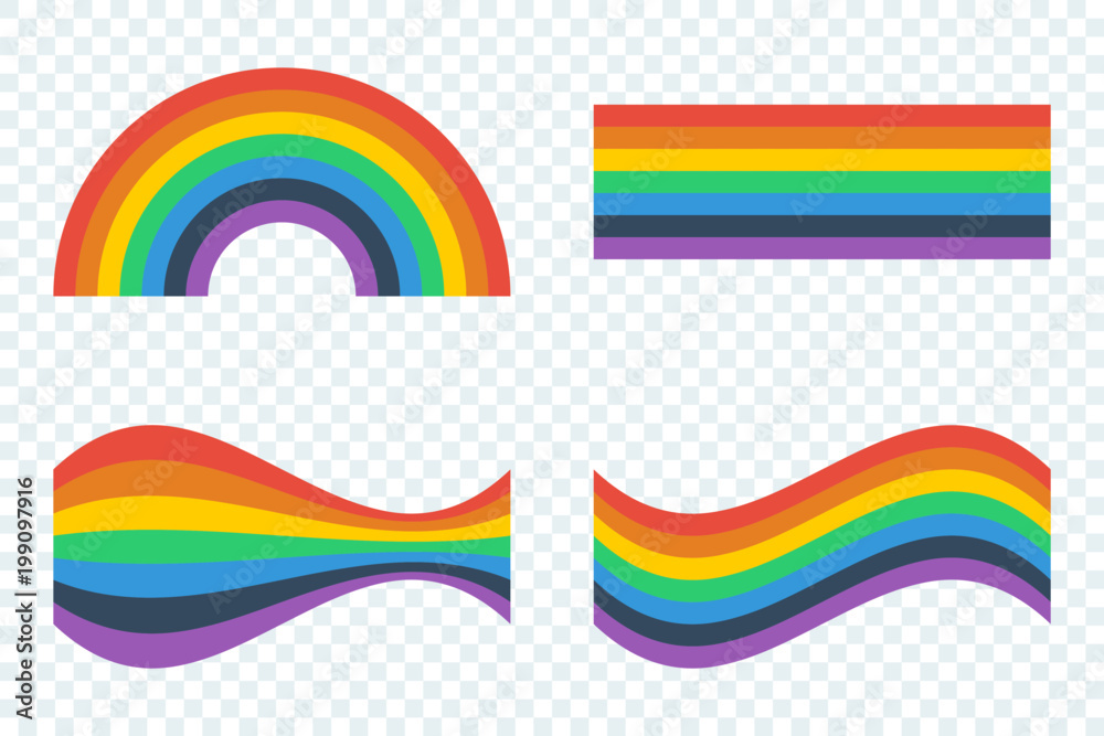 Set of color Rainbows on transparent background Set of color Rainbows on transparent background