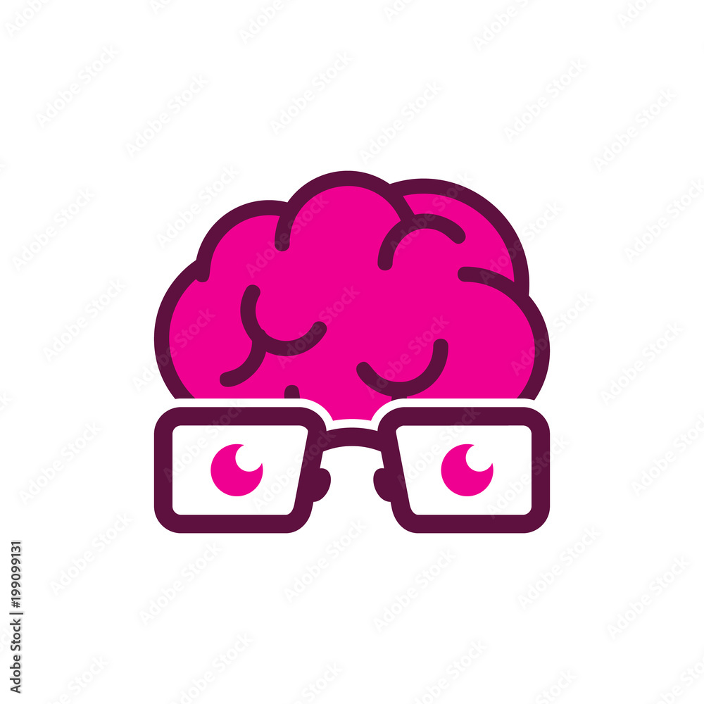 Brain Geek Logo Icon Design Stock Vector | Adobe Stock