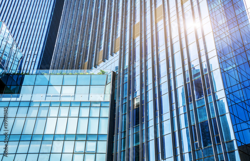 The architectural landscape of the commercial building in the city center of the city photo