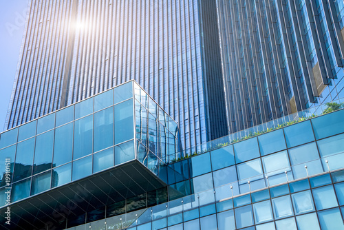 The architectural landscape of the commercial building in the city center of the city photo